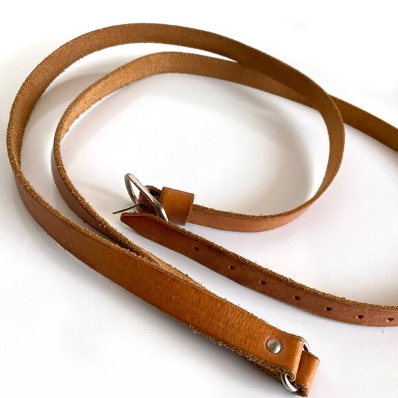 Solid Leather Double Wrap Belt Tan Adjustable - Picture 5 of 9